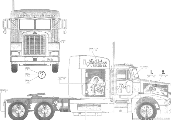 Peterbilt 377 A truck - drawings, dimensions, pictures