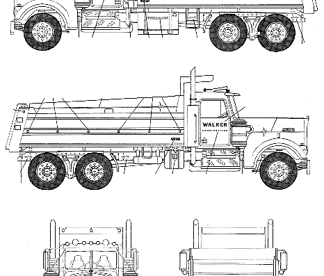 Грузовик Peterbilt Dump Truck - чертежи, габариты, рисунки