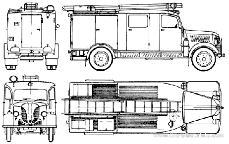 Грузовик Phanomen Granit LF 8-54 Fire Truck (1940) - чертежи, габариты, рисунки