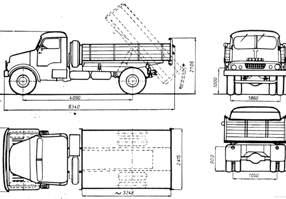 Грузовик Praga S5T Super S (1965) - чертежи, габариты, рисунки
