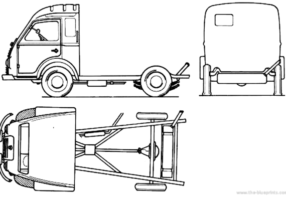 Грузовик Renault Goelette Chassis Cabine - чертежи, габариты, рисунки