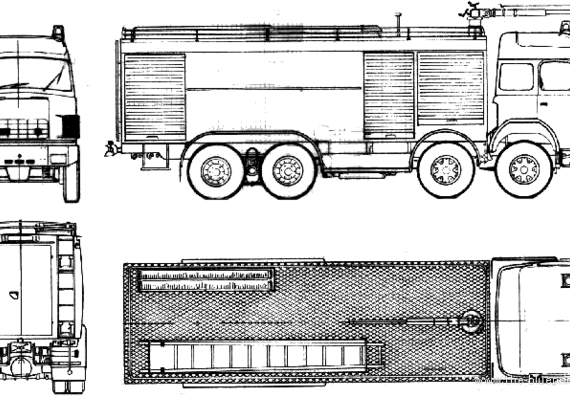 Грузовик Saurer 5DF 8x4 Metz Fire Truck (1980) - чертежи, габариты, рисунки