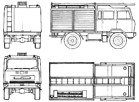 Грузовик Saurer OM75P 4x4 Vogt Fire Truck (1978) - чертежи, габариты, рисунки