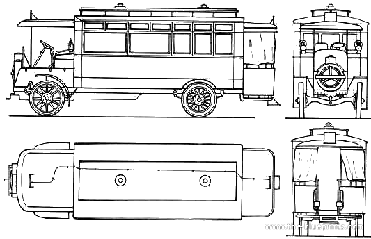 Грузовик Schneider PB2 Bus (1914) - чертежи, габариты, рисунки