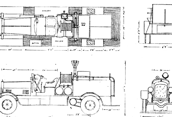 Грузовик Seagrave Fire Truck (1928) - чертежи, габариты, рисунки