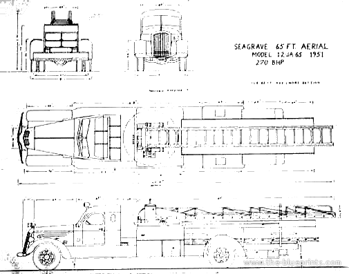 Грузовик Seagrave Ladder Truck (1951) - чертежи, габариты, рисунки