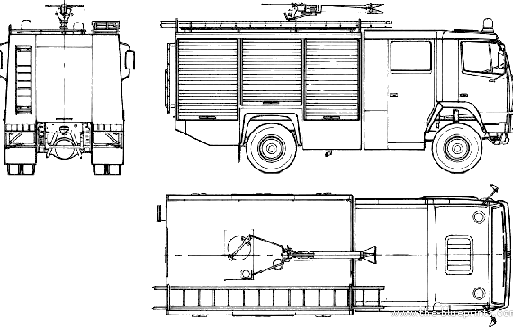 Грузовик Steyr-Daimler-Puch 12.13S21 Rosenbauer Fire Truck (1987) - чертежи, габариты, рисунки