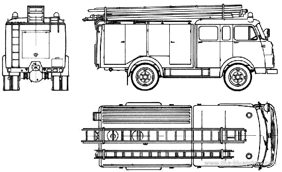 Грузовик Steyr-Daimler-Puch 680 Rosenbauer Fire Truck (1961) - чертежи, габариты, рисунки