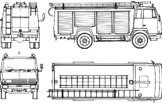 Грузовик Steyr-Daimler-Puch 790 Rosenbauer Fire Truck (1971) - чертежи, габариты, рисунки