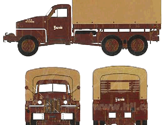 Грузовик Studebaker US-6 2.5 ton 6x6 - чертежи, габариты, рисунки