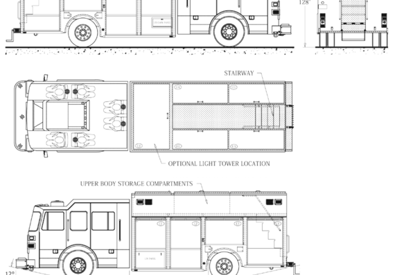 Sutphen Heavy Rescue Stairway Fire Truck - drawings, dimensions, pictures