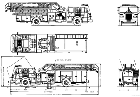 Грузовик Sutphen SL 75 Fire Truck - чертежи, габариты, рисунки