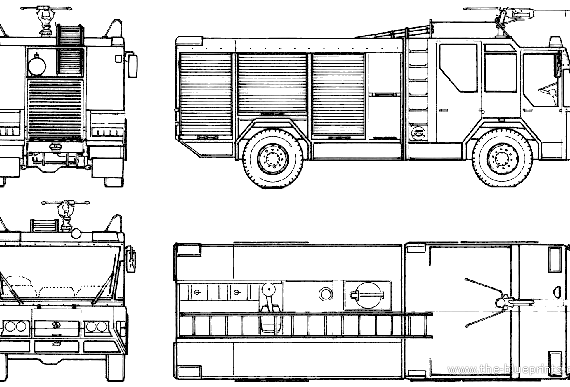 Грузовик Titan TLF Falcon Rosenbauer Fire Truck (1986) - чертежи, габариты, рисунки