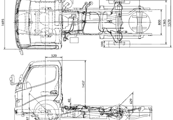 Грузовик Toyota Dyba 100S (2013) - чертежи, габариты, рисунки