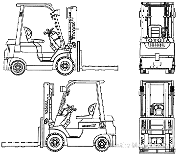 Грузовик Toyota L&F Forklift Geneo 1.5 - чертежи, габариты, рисунки