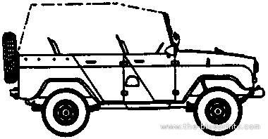 Грузовик UAZ-469 - чертежи, габариты, рисунки
