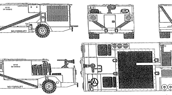 USN MD-3 On-deck Fire Engine truck - drawings, dimensions, figures