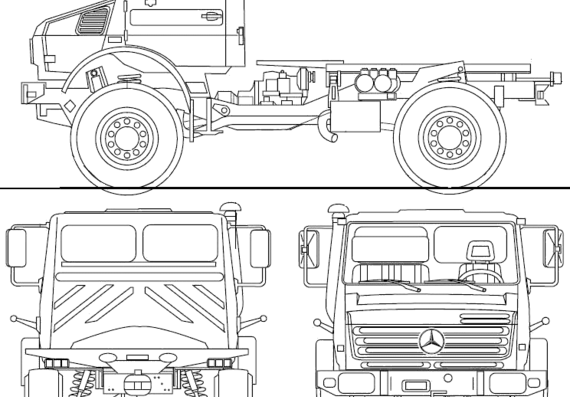 Unimog U5000 2008 SWB truck - drawings, dimensions, figures