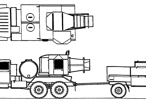 Грузовик Ural-375E + Decontamination Apparatus TMS-65 - чертежи, габариты, рисунки