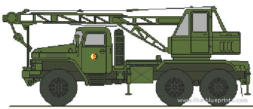 Грузовик Ural-375 8T210 Crane - чертежи, габариты, рисунки