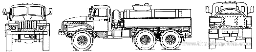 Грузовик Ural 375D Fuel Tanker - чертежи, габариты, рисунки