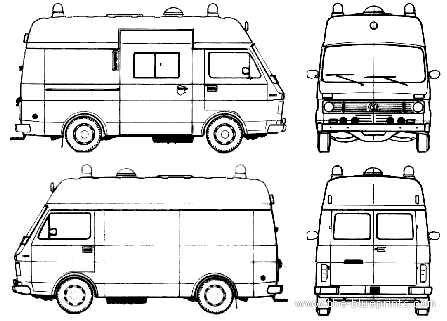 Грузовик Volkswagen LT1 (1979) - чертежи, габариты, рисунки