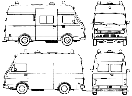 Грузовик Volkswagen LT35 Fire Truck (1979) - чертежи, габариты, рисунки