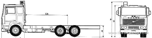 Volvo F10 6x2 Truck (1977) - drawings, dimensions, pictures