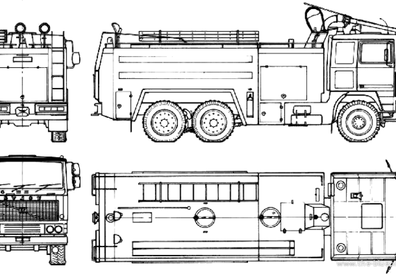 Грузовик Volvo F1227 Turbo Fire Truck (1982) - чертежи, габариты, рисунки