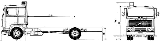 Грузовик Volvo F12 4x2 Truck (1977) - чертежи, габариты, рисунки