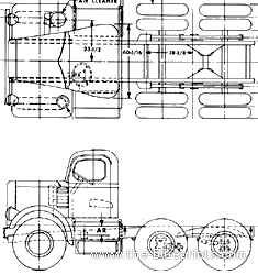 Грузовик White 9062TDP (1963) - чертежи, габариты, рисунки