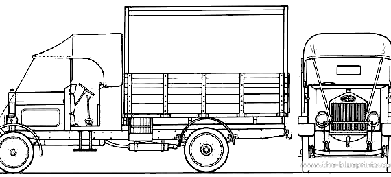 Wolseley CR6 3ton 4x2 truck (1916) - drawings, dimensions, pictures