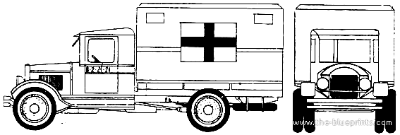 Грузовик ZIS-5 Ambulance - чертежи, габариты, рисунки