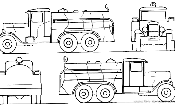 Грузовик ZIS-6 BZ-35 Fuel Truck - чертежи, габариты, рисунки