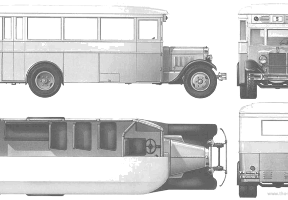 ZIS-8 Bus truck - drawings, dimensions, figures