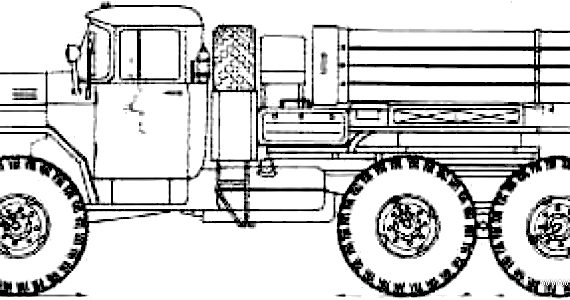 Грузовик ZiL-131 BM-21 Grad - чертежи, габариты, рисунки