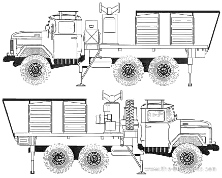 Truck ZiL-131 P-19 Radar - drawings, dimensions, figures
