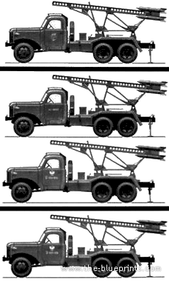 Truck ZiL-151 BM-13 Katiusha - drawings, dimensions, pictures
