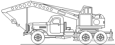 Грузовик ZiL-157 Crane 8T22 - чертежи, габариты, рисунки