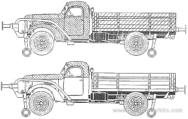Грузовик ZiL-164 Railroad Truck - чертежи, габариты, рисунки