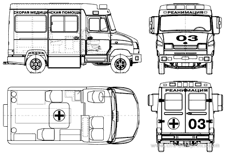 Грузовик ZiL-32502M Ambulance vehicle (2006) - чертежи, габариты, рисунки