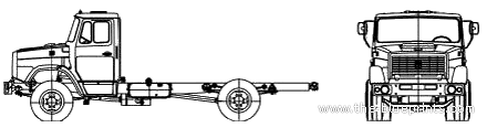 Truck ZiL-433182 Chassis (2006) - drawings, dimensions, pictures