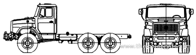 Truck ZiL-433442 Chassis and Pull Winch (2006) - drawings, dimensions, pictures