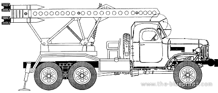 Truck ZiS-151 + BM-13-16 Katyusha - drawings, dimensions, figures
