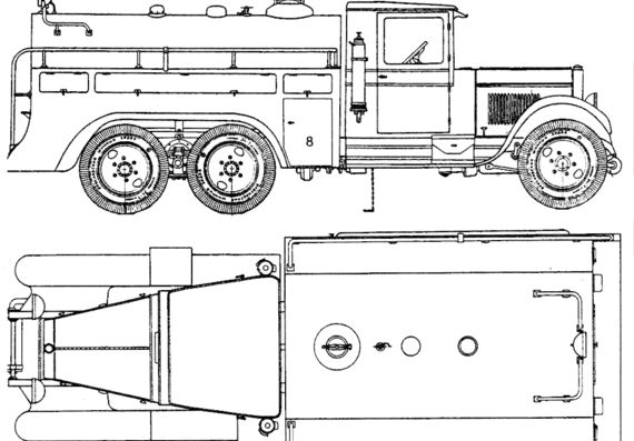 Грузовик ZiS-6 BZ-35 Tanker (1944) - чертежи, габариты, рисунки