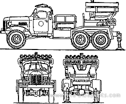 Truck Zil 157 BM 14-16 Katusha - drawings, dimensions, figures