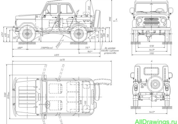 УАЗ-31512- чертежи (рисунки) автомобиля