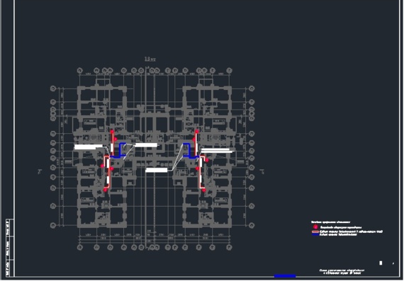 Схема расположения оборудования и кабельных трасс 9-12 этаж