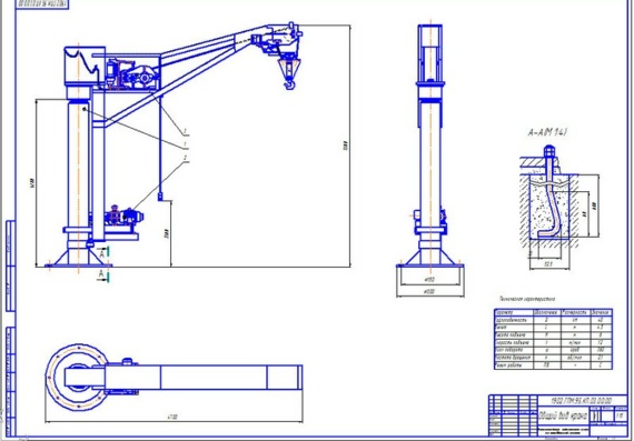 Design of rotary crane on fixed column