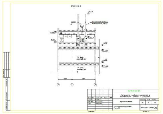Working design of the roof boiler house - TM, OM, VK, EM